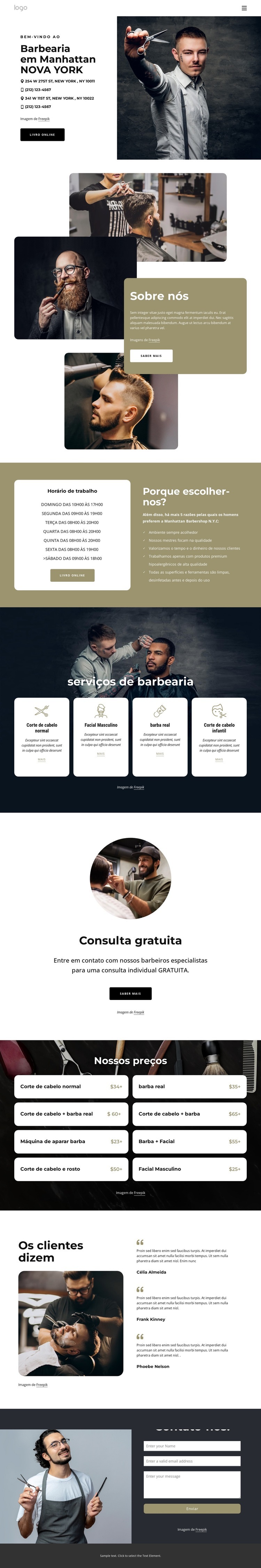 barbearia de Manhattan Construtor de sites HTML