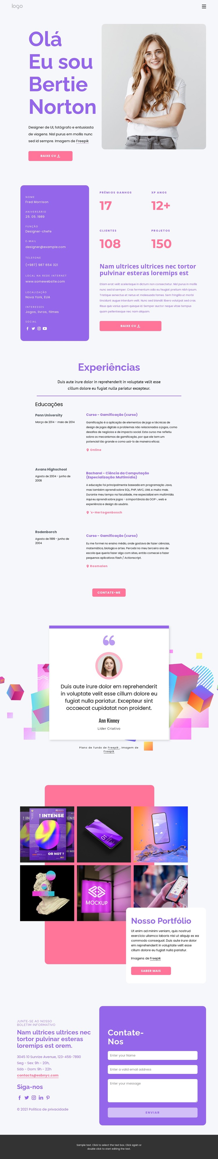 Site pessoal Template CSS