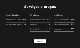 Serviços E Preços - Modelo De Página HTML