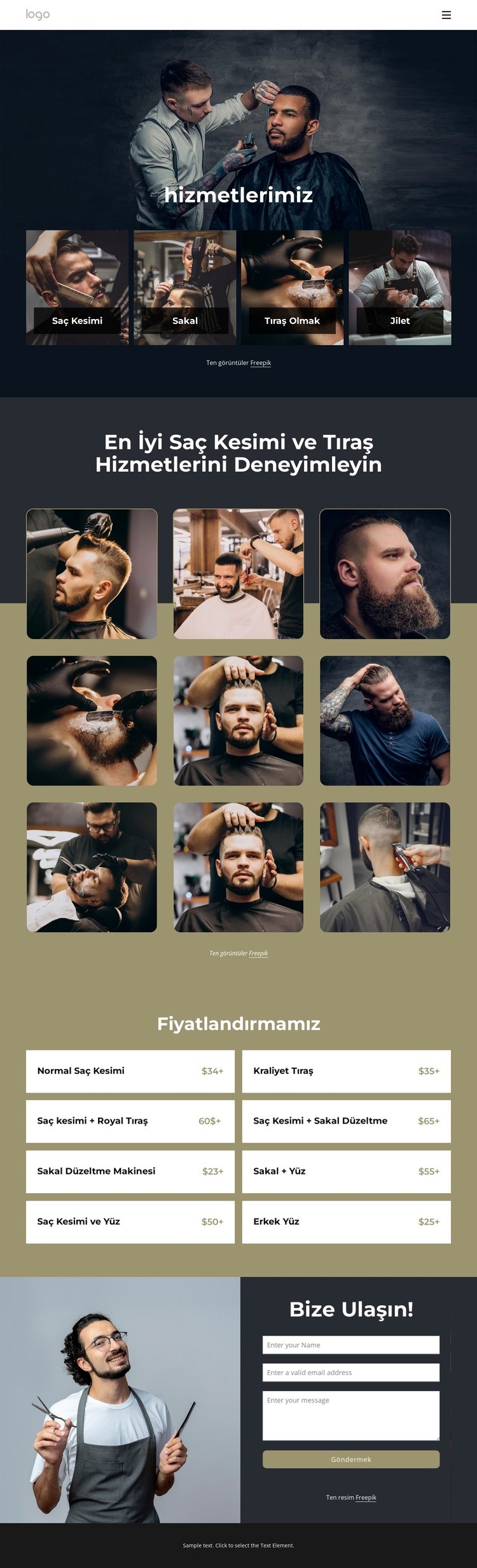En iyi saç kesimi ve tıraş hizmetleri Web Sitesi Mockup'ı