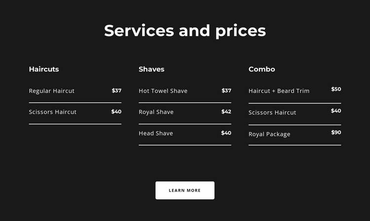 Services and prices Website Design
