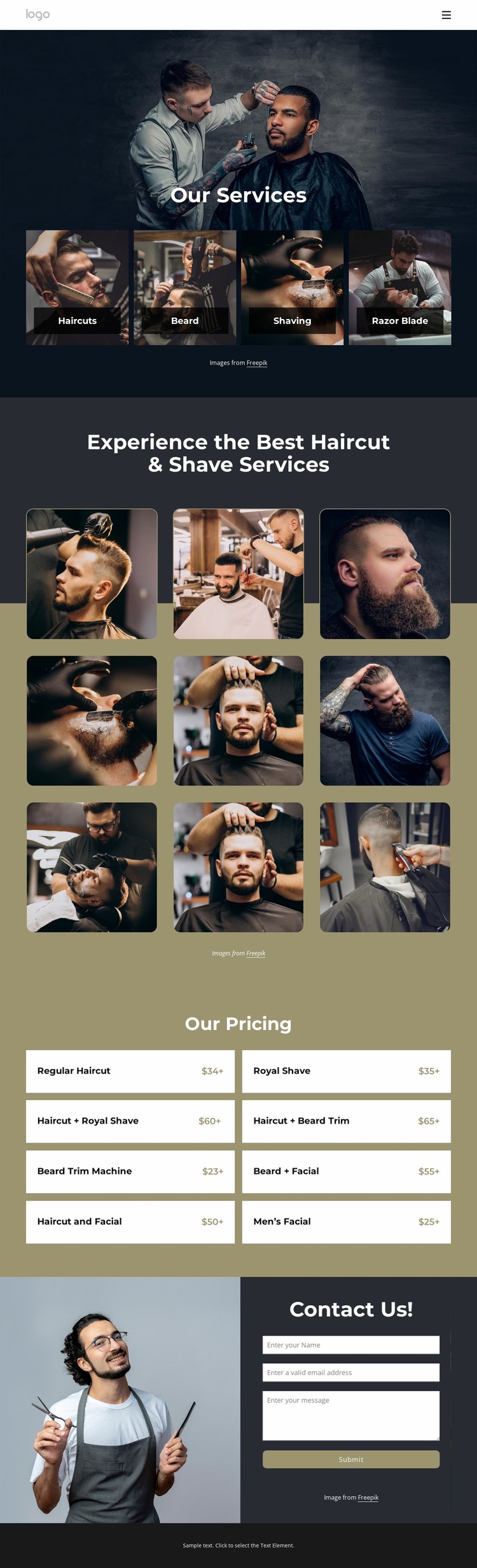 Best haircut and shave services Website Mockup