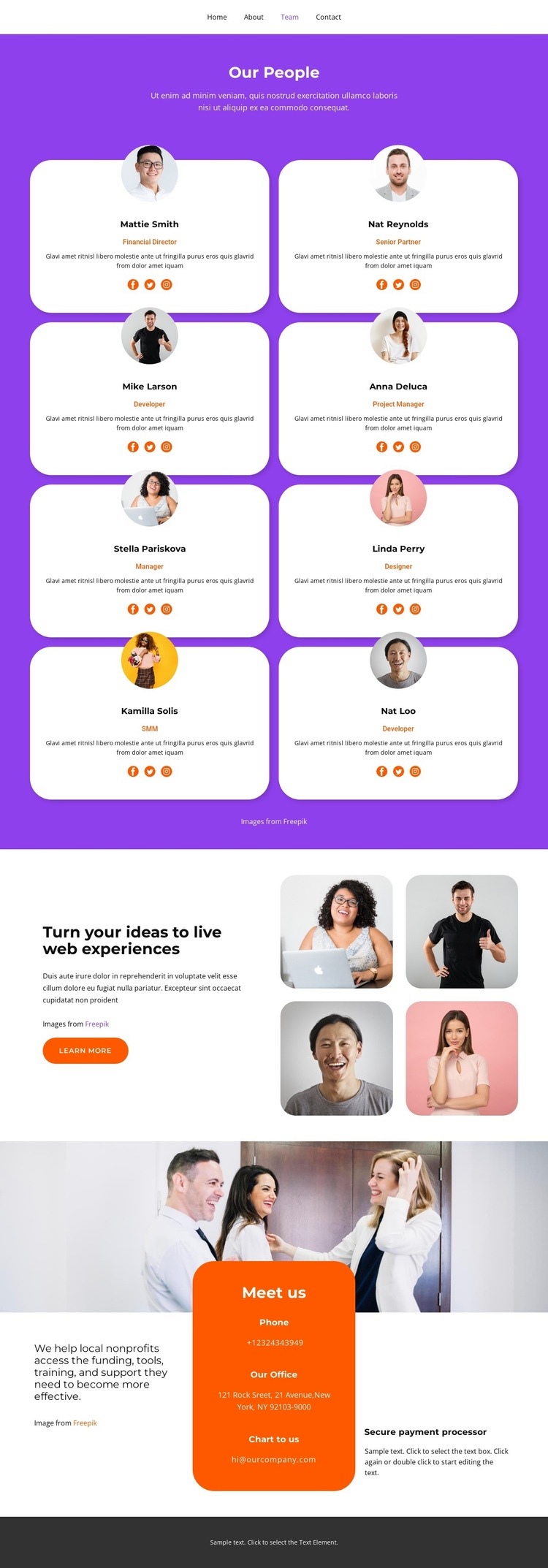 This is part of our staff Wix Template Alternative