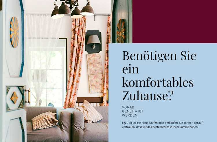 Komfortables Zuhause Website-Vorlage