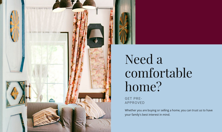 Comfortable home Website Mockup