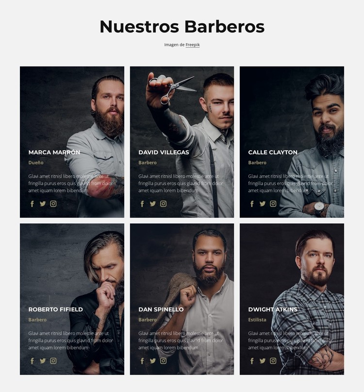 nuestros barberos Plantilla CSS