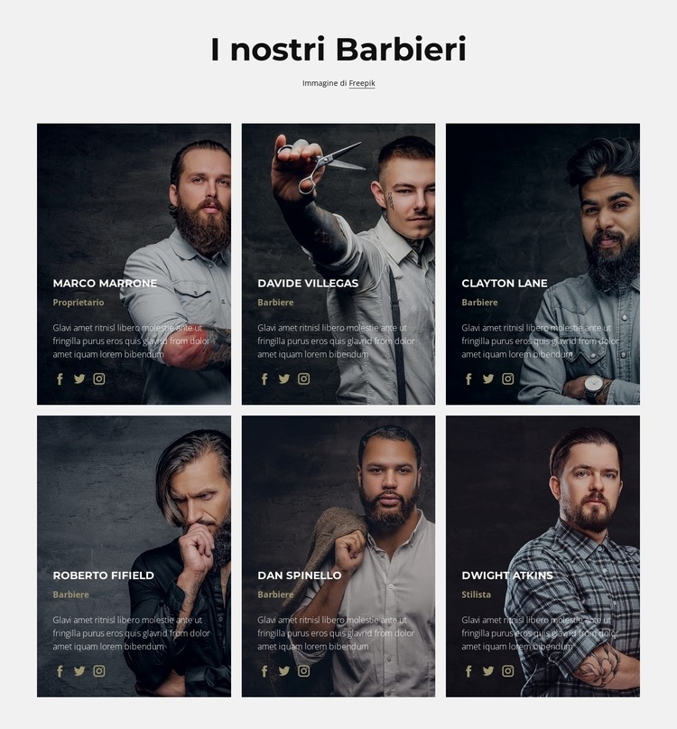 I nostri barbieri Mockup del sito web