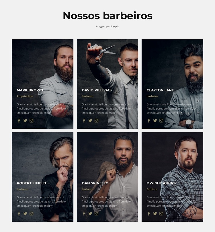 nossos barbeiros Tema WordPress