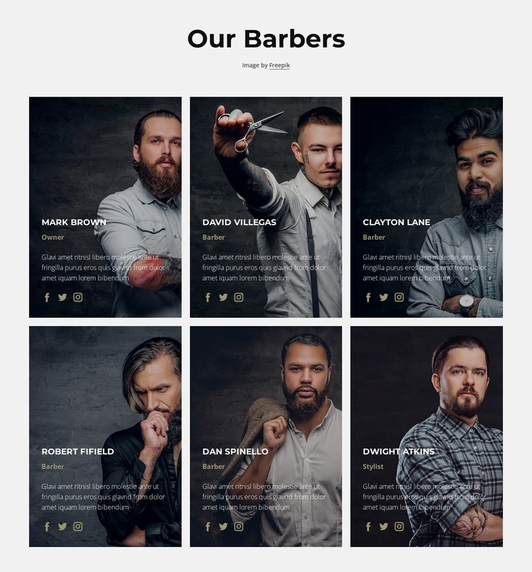 Our barbers Landing Page