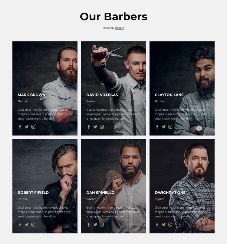 Our barbers WordPress Website Builder