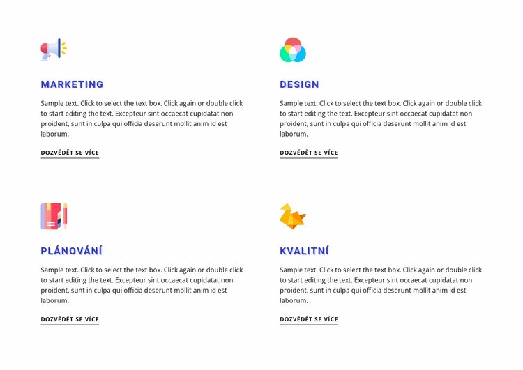 Funkce s barevnými ikonami Šablona webové stránky