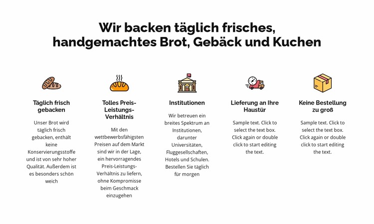 Wir backen frisches Brot und Kuchen Joomla Vorlage