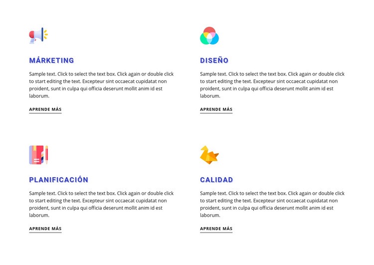 Funciones con iconos de colores Creador de sitios web HTML