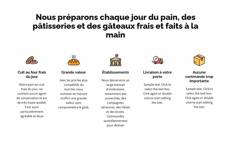 Nous préparons du pain frais et des gâteaux Créateur de site Web HTML