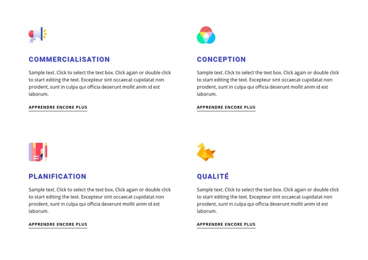Fonctionnalités avec icônes colorées Modèle CSS