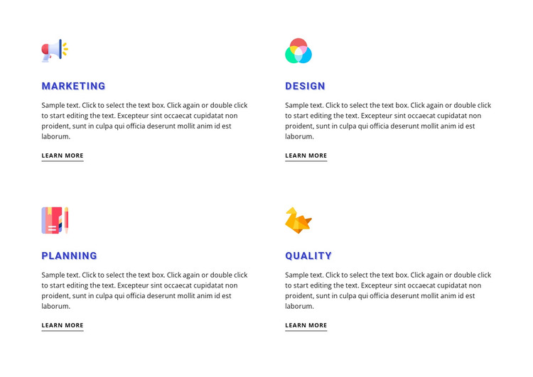 Features with colored icons HTML Template