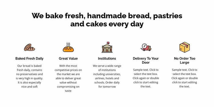 Friss kenyeret és süteményt sütünk Html Weboldal készítő