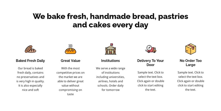 We bake fresh bread and cakes Joomla Page Builder