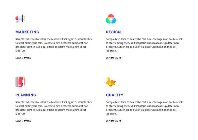 Features with colored icons Joomla Template