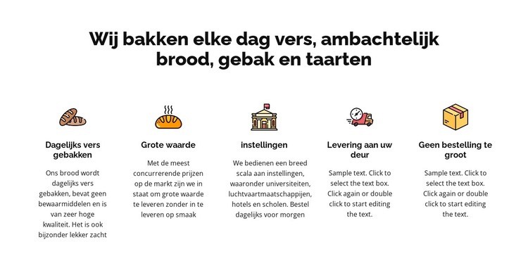 Wij bakken vers brood en gebak Website mockup