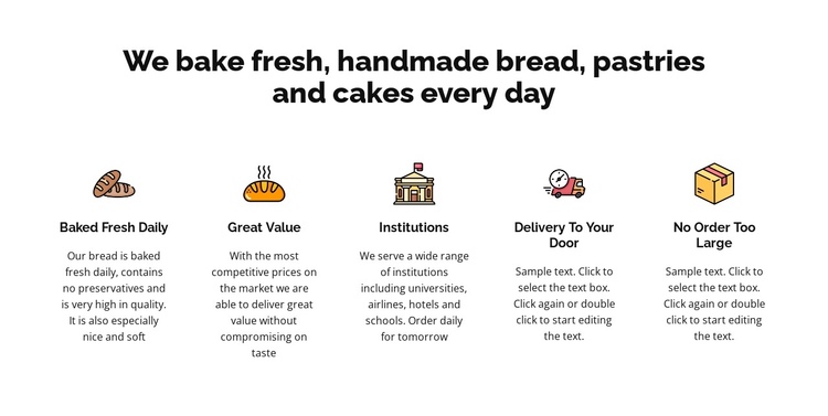 We bake fresh bread and cakes One Page Template