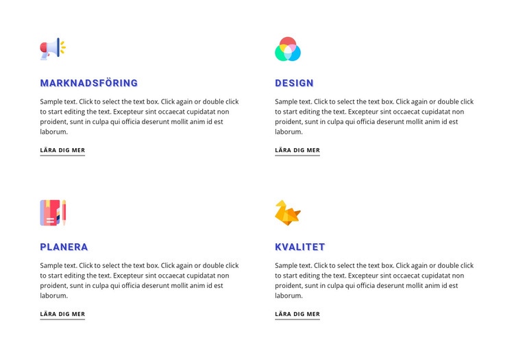 Funktioner med färgade ikoner CSS -mall