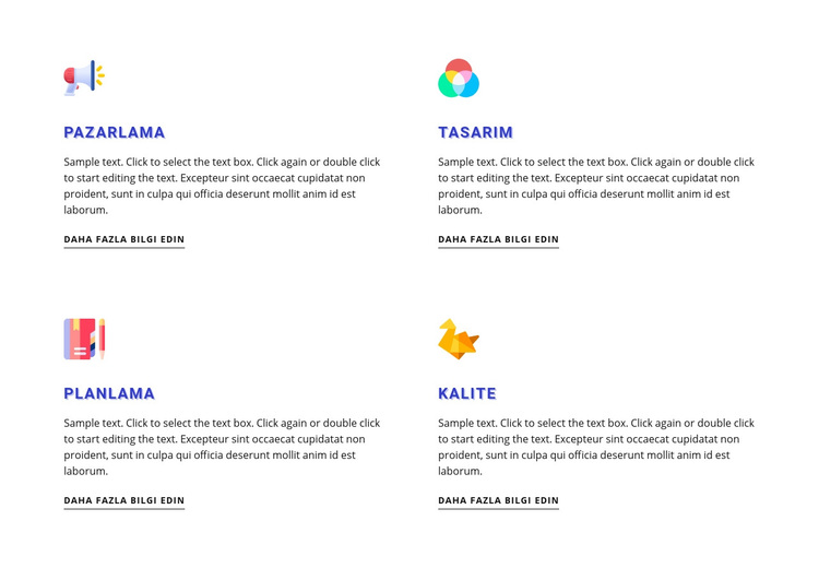 Renkli simgelere sahip özellikler WordPress Teması