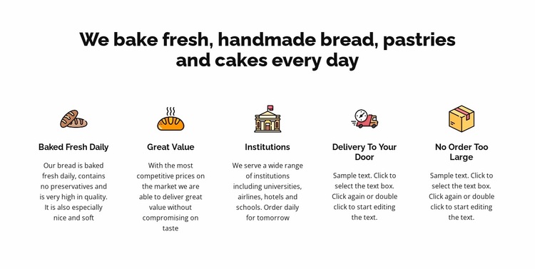 We bake fresh bread and cakes Website Design