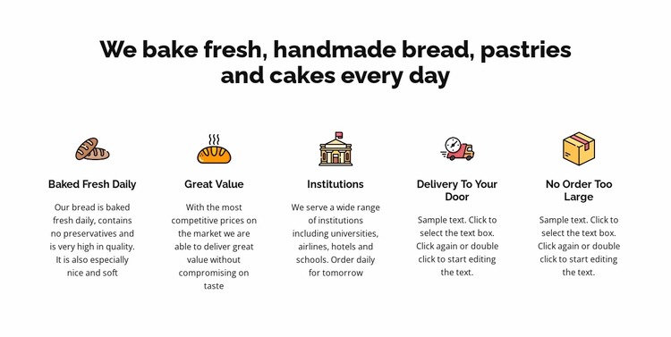 We bake fresh bread and cakes WordPress Website Builder