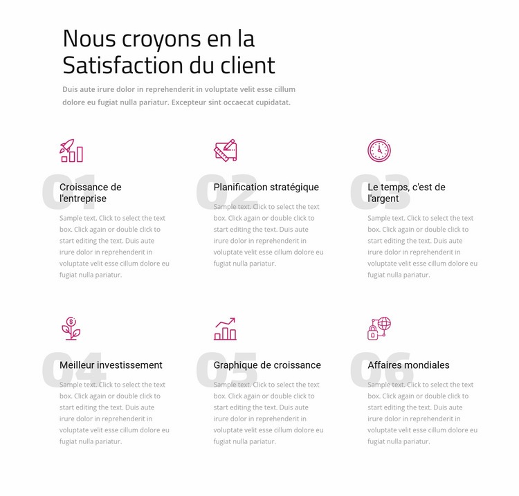 Nous croyons en la satisfaction du client Modèles de constructeur de sites Web