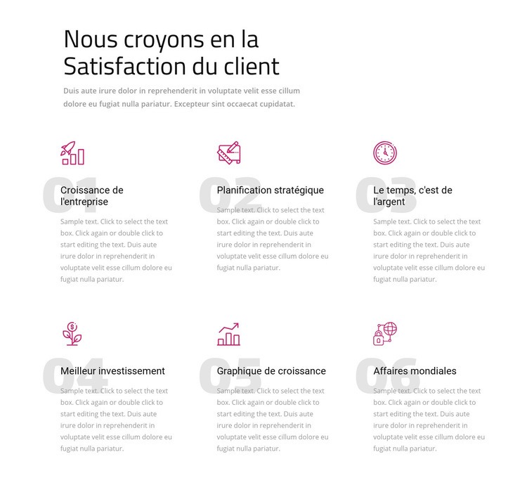 Nous croyons en la satisfaction du client Maquette de site Web