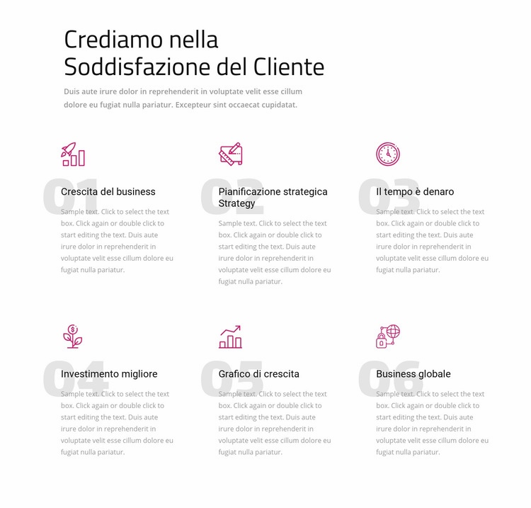 Crediamo nella soddisfazione del cliente Modelli di Website Builder