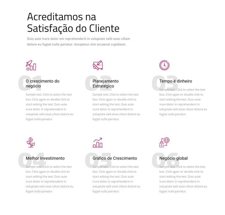 Acreditamos na satisfação do cliente Construtor de sites HTML