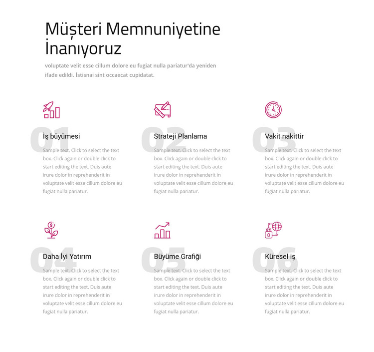 Müşteri memnuniyetine inanıyoruz HTML Şablonu