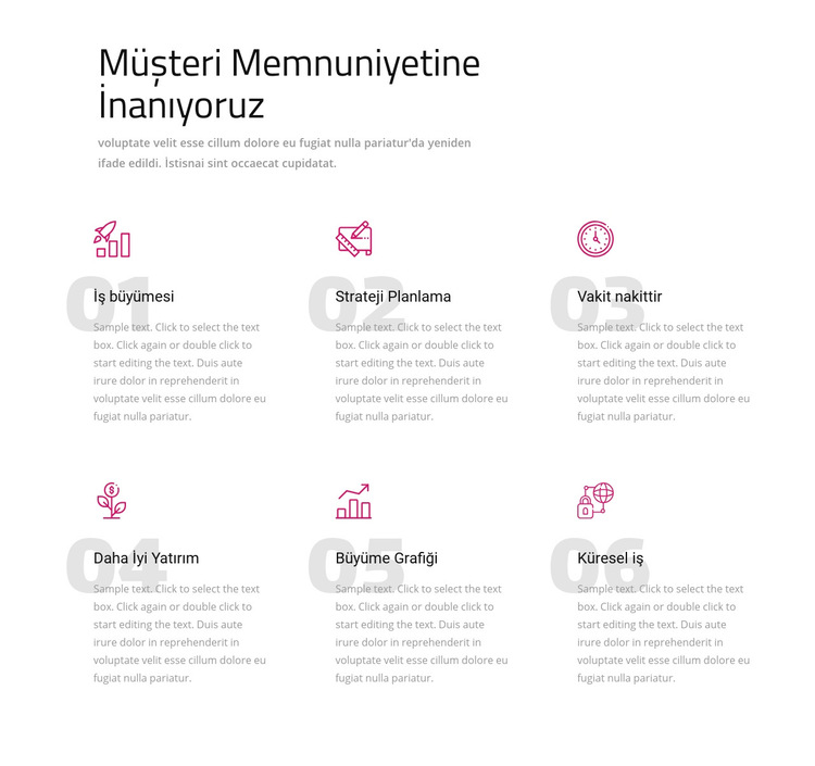 Müşteri memnuniyetine inanıyoruz Web Sitesi Şablonu