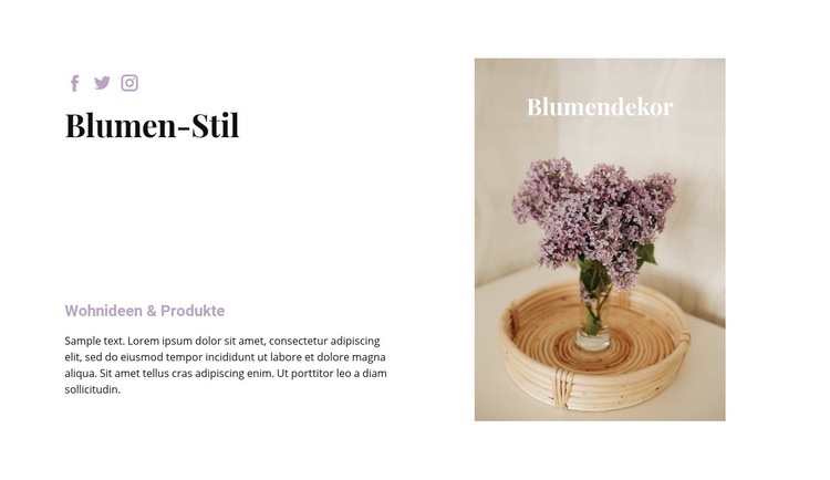 Blumenstil im Haus Website-Modell