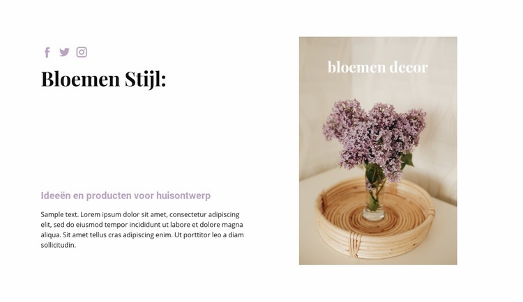 Florale stijl in huis Website ontwerp