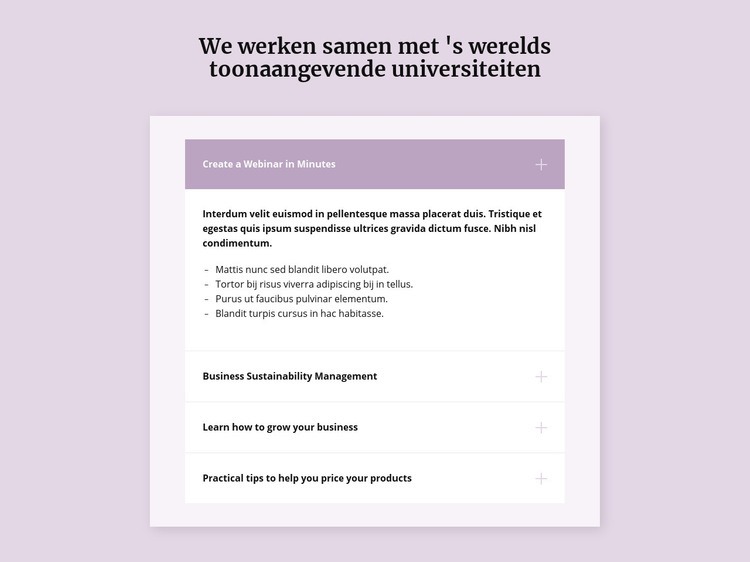 Populaire vragen en antwoorden Website Builder-sjablonen