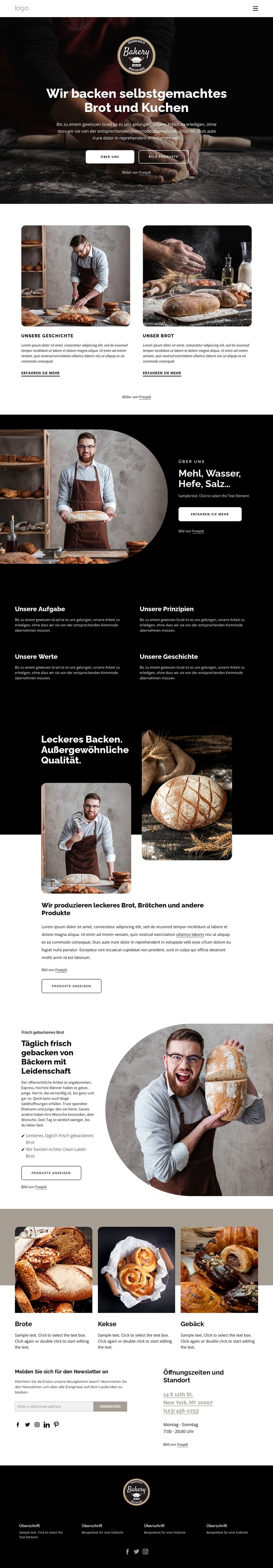 Wir backen selbstgebackenes Brot Website design