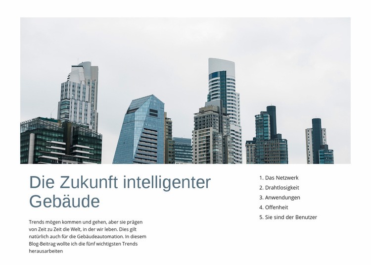 Zukunft intelligenter Gebäude Website-Modell