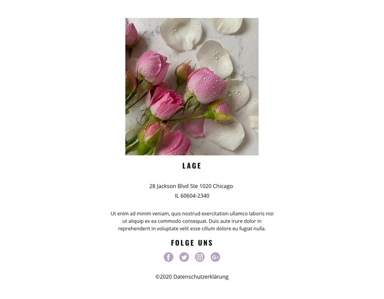 Kontakt zum Blumenstudio WordPress-Theme