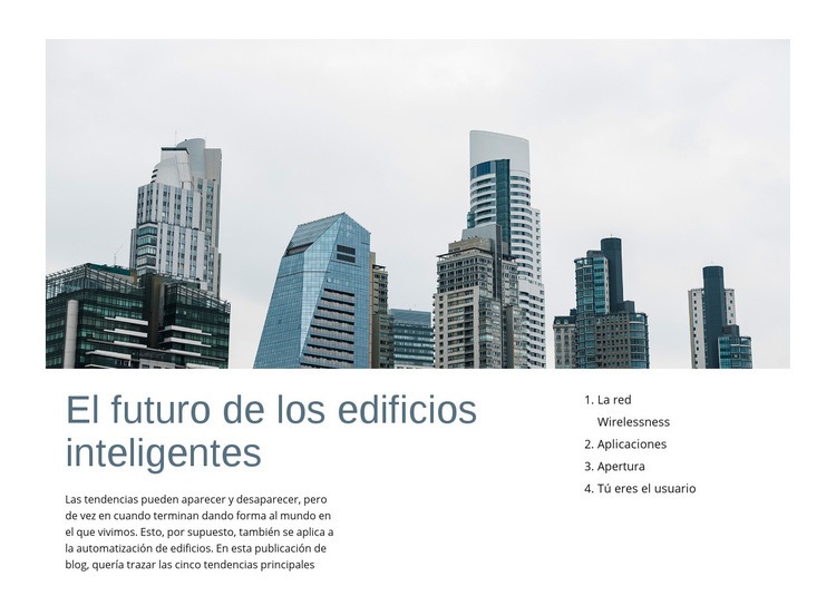 Futuro de los edificios inteligentes Creador de sitios web HTML