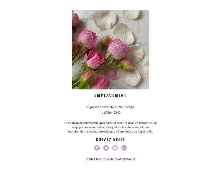 Contacter l'atelier des fleurs Maquette de site Web