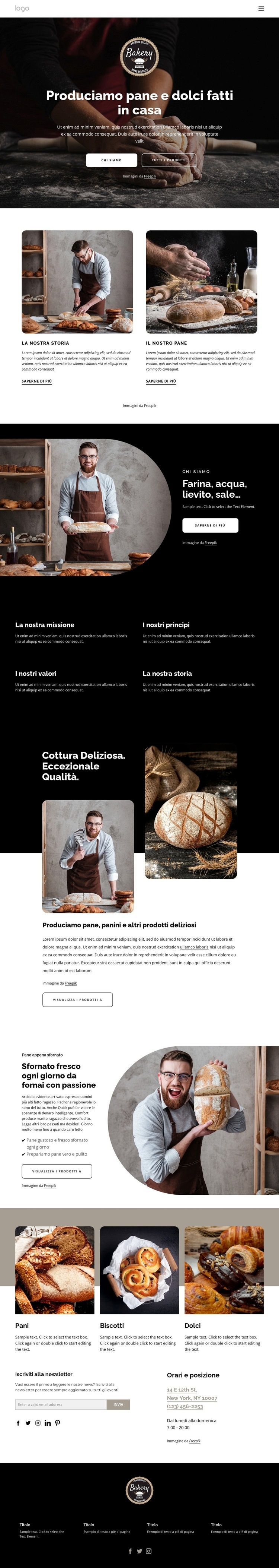 Produciamo pane fatto in casa Mockup del sito web