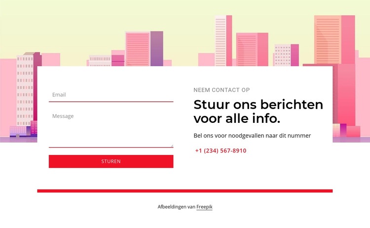 Stuur ons berichten voor alle info Sjabloon voor één pagina