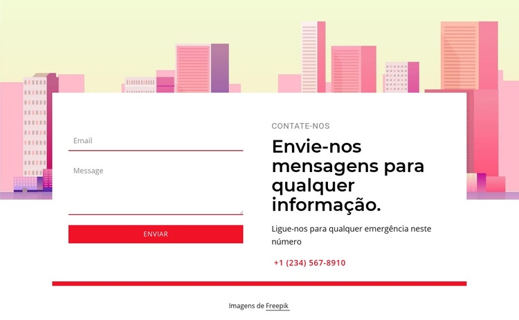 Envie-nos mensagens para qualquer informação Construtor de sites HTML