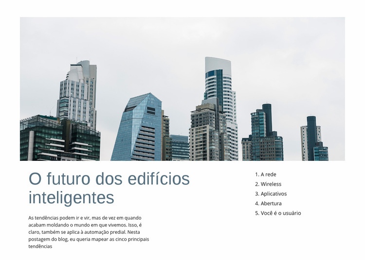 Futuro dos edifícios inteligentes Design do site