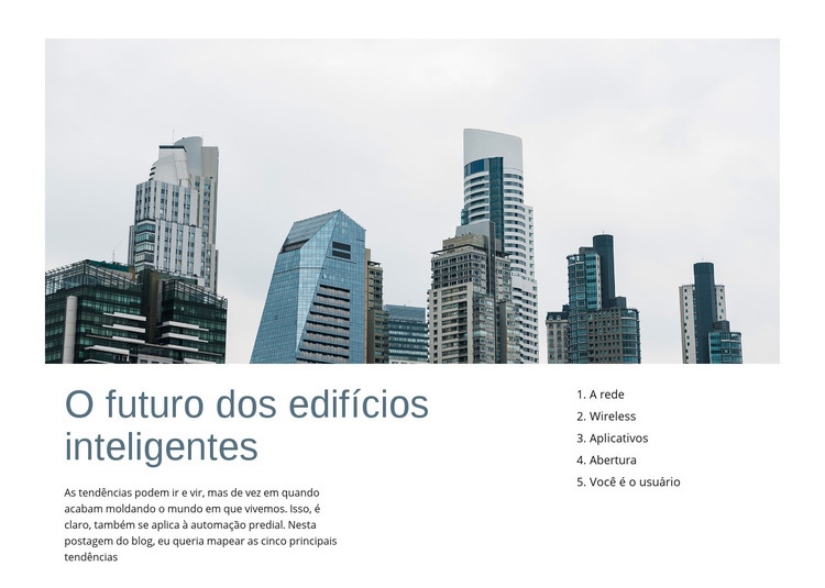 Futuro dos edifícios inteligentes Modelo de uma página