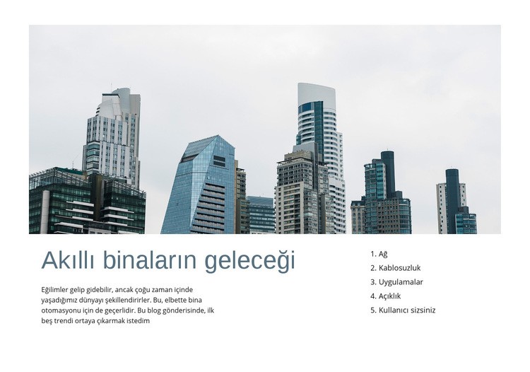 Akıllı binaların geleceği Bir Sayfa Şablonu