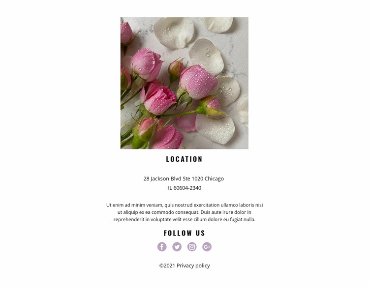 Flowers studio contact Website Mockup